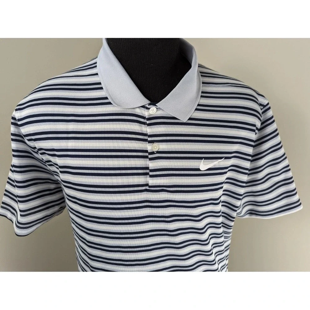 Nike‎ Mens Mesh Standard Fit Short Sleeve Shirt Size XL Striped White